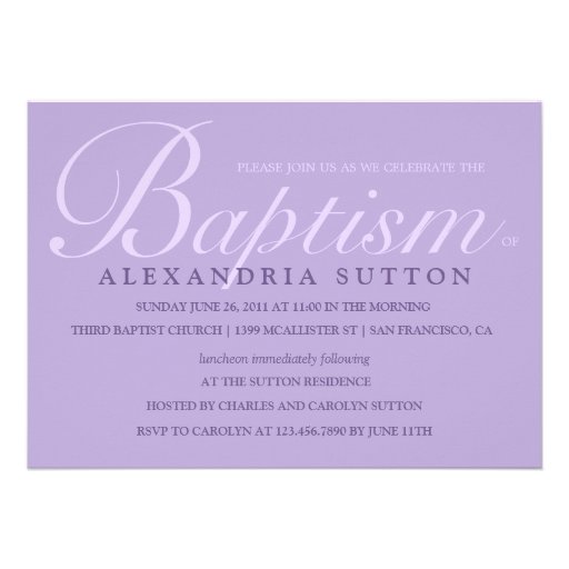Simple Lavender Baptism/Christening Invite