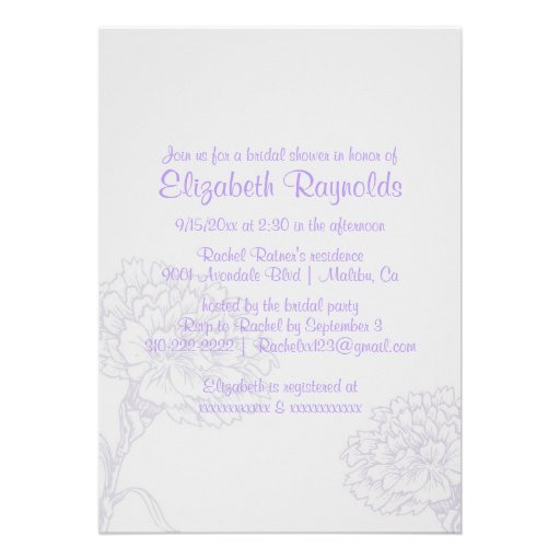 Simple Lavender Bridal Shower Invitations