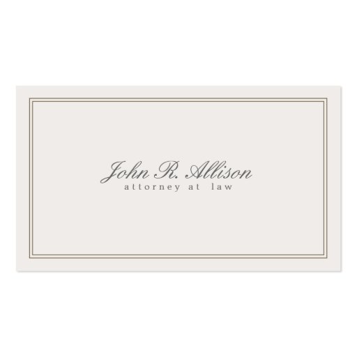 Simple Light Taupe Attorney with Border Business Card (front side)
