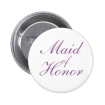 Simple lilac and white Maid Of Honor Button buttons