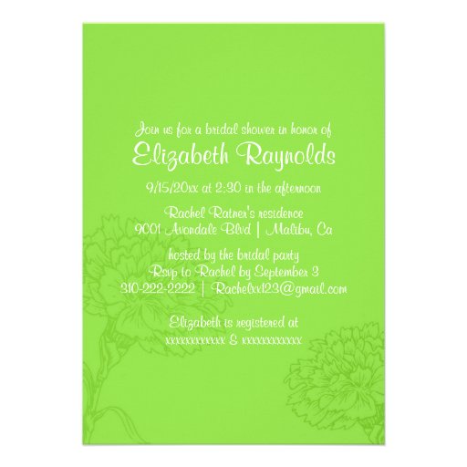 Simple Lime Green Bridal Shower Invitations