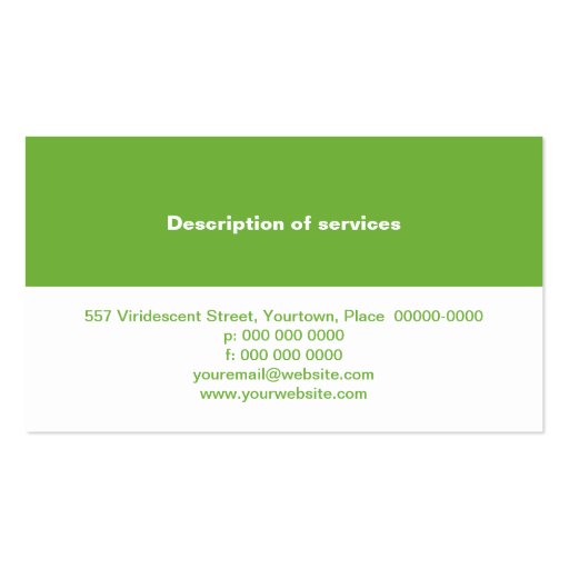 Simple Lime Green Panel Business Card (back side)