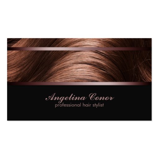 Simple Lock Of Brown Hair Stylist Card Business Card Template (front side)