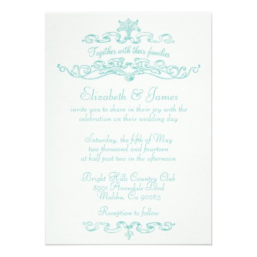 Simple Luxury Aqua Wedding Invitations