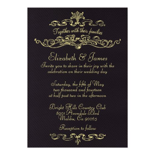 Simple Luxury Black And Gold Wedding Invitations