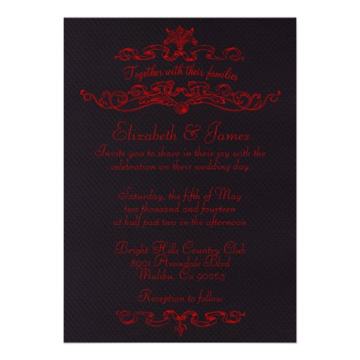 Simple Luxury Black And Red Wedding Invitations