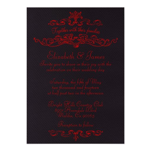 Simple Luxury Black And Red Wedding Invitations 5" X 7" Invitation Card ...
