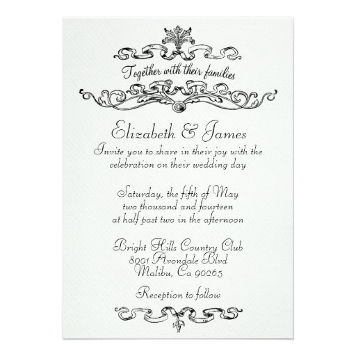 Simple Luxury Black And White Wedding Invitations