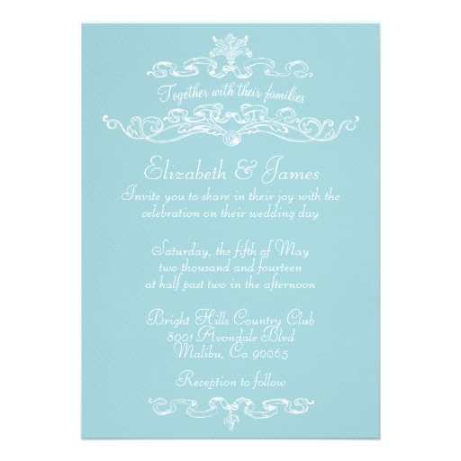 Simple Luxury Blue And White Wedding Invitations