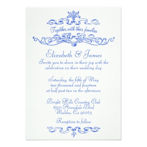 Simple Luxury Blue Wedding Invitations