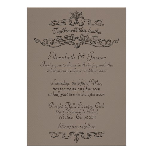 Simple Luxury Brown Wedding Invitations