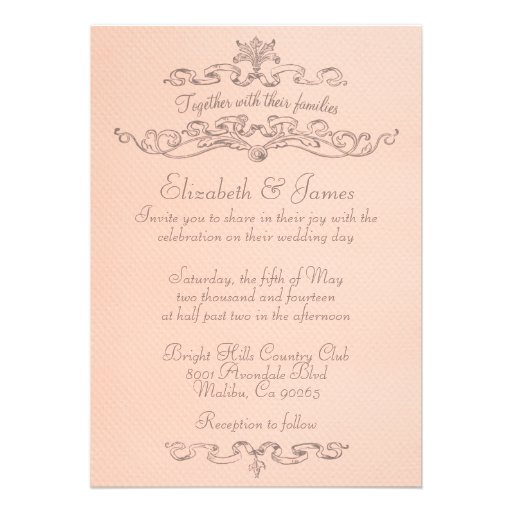 Simple Luxury Coral Wedding Invitations