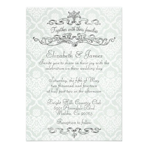 Simple Luxury Damask Wedding Invitations