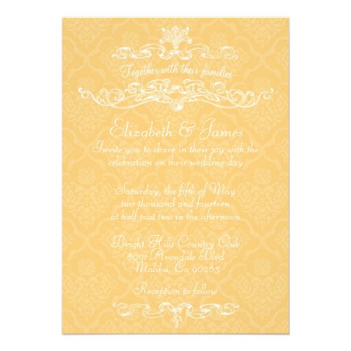 Simple Luxury Gold Damask Wedding Invitations