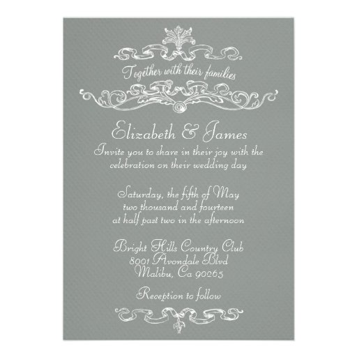 Simple Luxury Grey Wedding Invitations