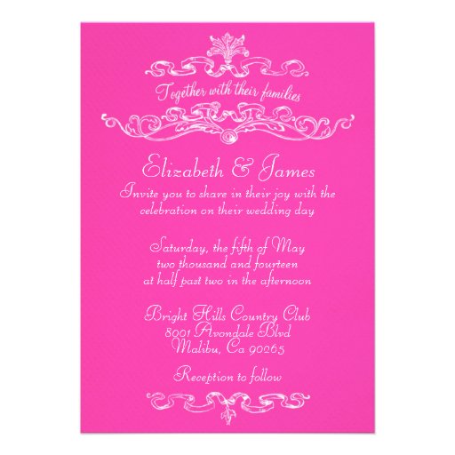 Simple Luxury Hot Pink Wedding Invitations