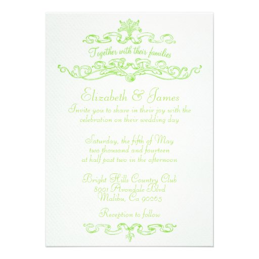 Simple Luxury Lime Green Wedding Invitations