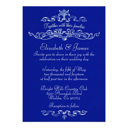 Simple Luxury Navy Blue Wedding Invitations