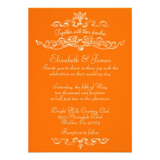 Simple Luxury Orange Wedding Invitations