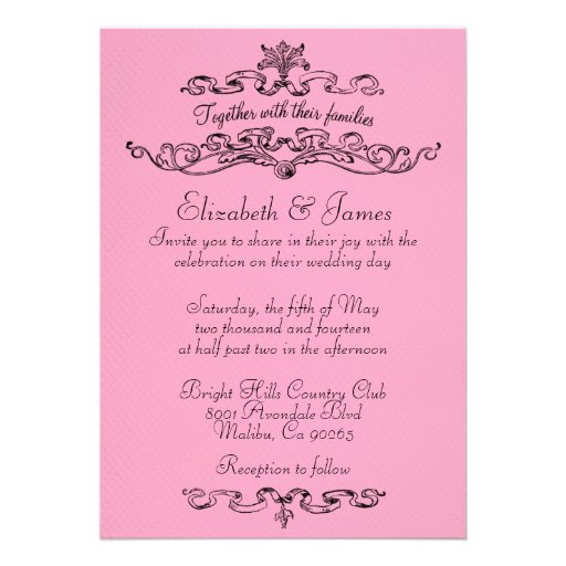 Simple Luxury Pink And Black Wedding Invitations