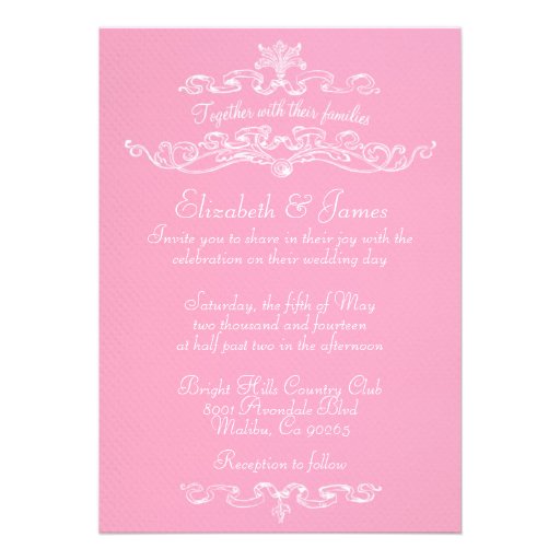 Simple Luxury Pink And White Wedding Invitations