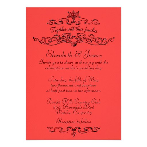 Simple Luxury Red And Black Wedding Invitations