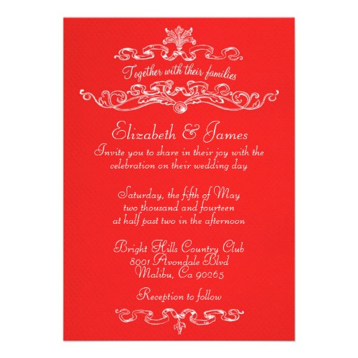 Simple Luxury Red And White Wedding Invitations