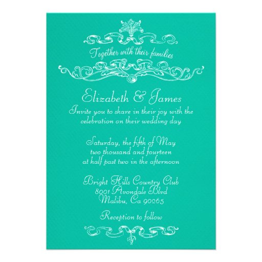 Simple Luxury Turquoise Wedding Invitations