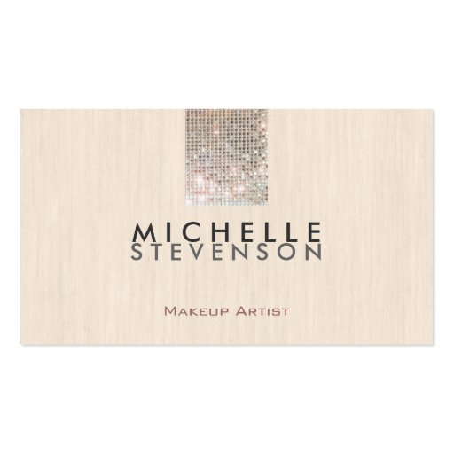 Simple Makeup Artist Modern Chic Faux Sequin Business Cards (front side)
