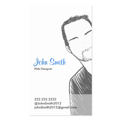 Simple Male short hair Portrait Profile Card Business Card Template (front side)
