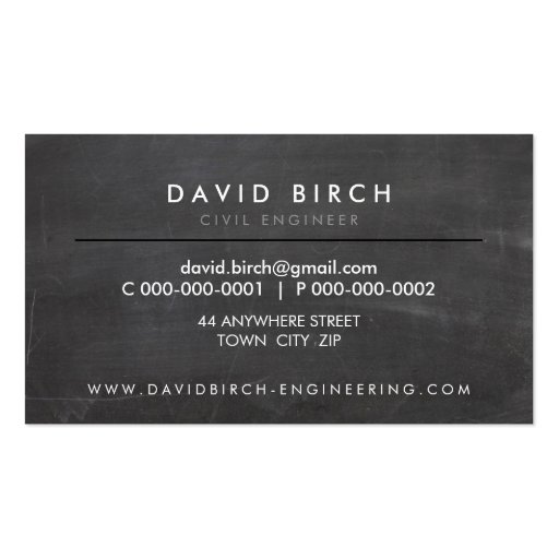 SIMPLE masculine chalkboard badge bold navy blue Business Card (back side)