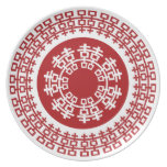 Simple Minimalist Double Happiness Chinese Wedding plates