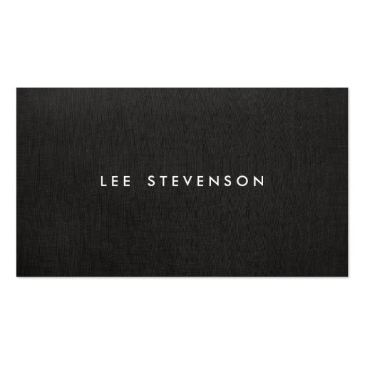 Simple Minimalistic Solid Black  Linen Look Business Card (front side)