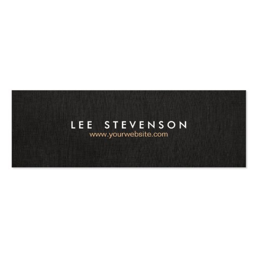 Simple Minimalistic Solid Black  Linen Look No. 3 Business Card Templates (front side)