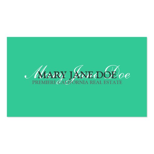Simple Mint Green Business Card (front side)