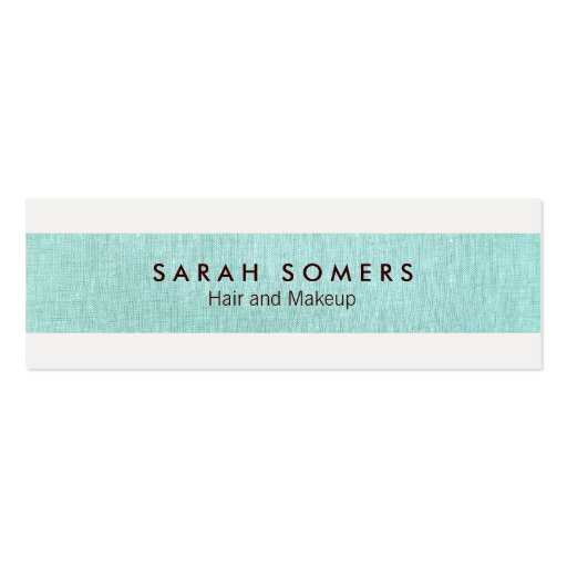Simple Modern Aqua Linen Cosmetology Minimalist Business Cards (front side)