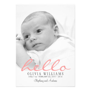 Simple Modern Baby Birth Photo Announcement