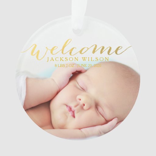 simple modern baby birth photo announcement ornament zazzle simple modern baby birth photo announcement ornament zazzle