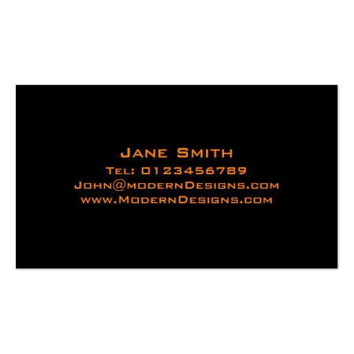 Simple Modern Black, Orange Swoosh - Business Card (back side)
