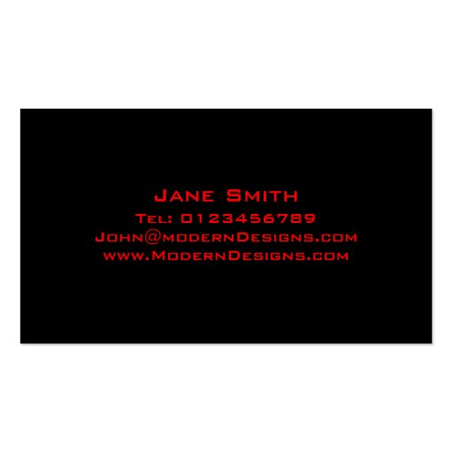 Simple Modern Black, Red Swoosh - Business Card (back side)