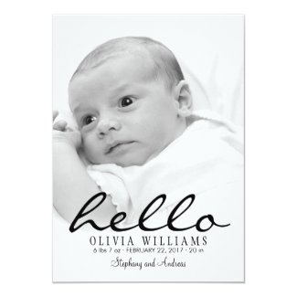 Simple Modern Hello Baby Birth Photo Announcement