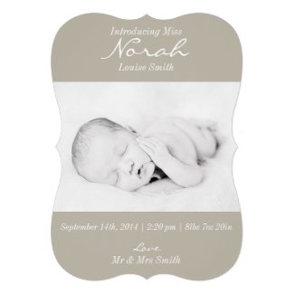 Simple Modern Quatrefoil Photo Birth Announcement