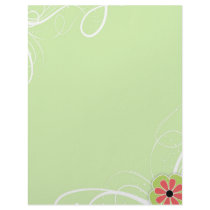 Simple Modern Swirl Stationery with Flower letterhead