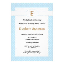 Simple Monogram Baby Shower Invitation - Boy