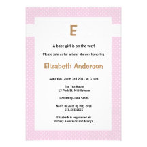 Simple Monogram Baby Shower Invitation - Girl