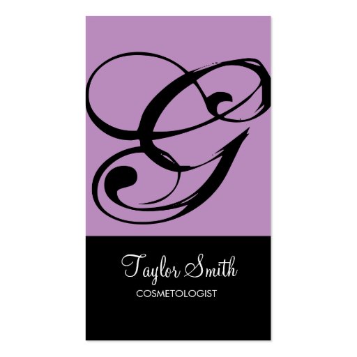 Simple Monogram Business Card (Lavender) (front side)