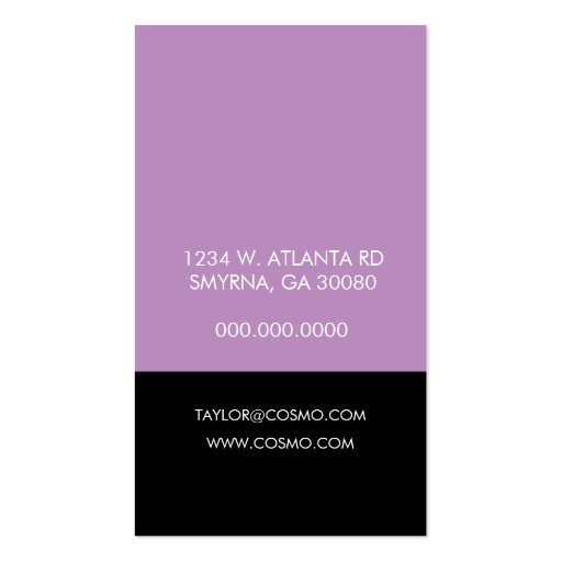 Simple Monogram Business Card (Lavender) (back side)