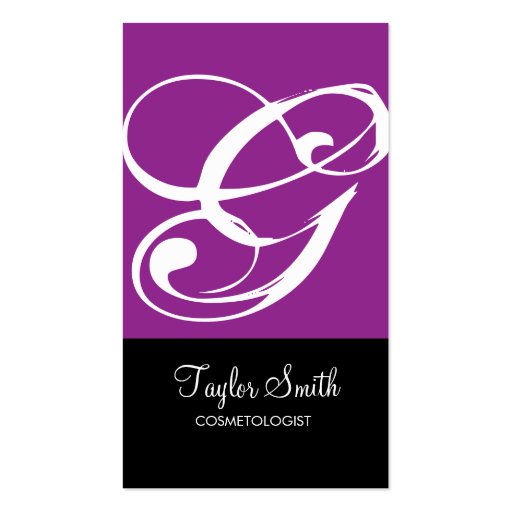 Simple Monogram Business Card (Purple) (front side)