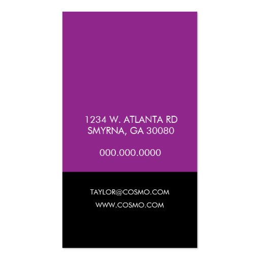 Simple Monogram Business Card (Purple) (back side)