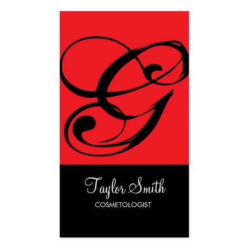 Simple Monogram Business Card (Red) (front side)